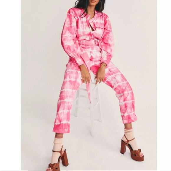 LoveShackFancy Pants - Loveshackfancy Hibiscus Hand Dye Paca Jumpsuit 8